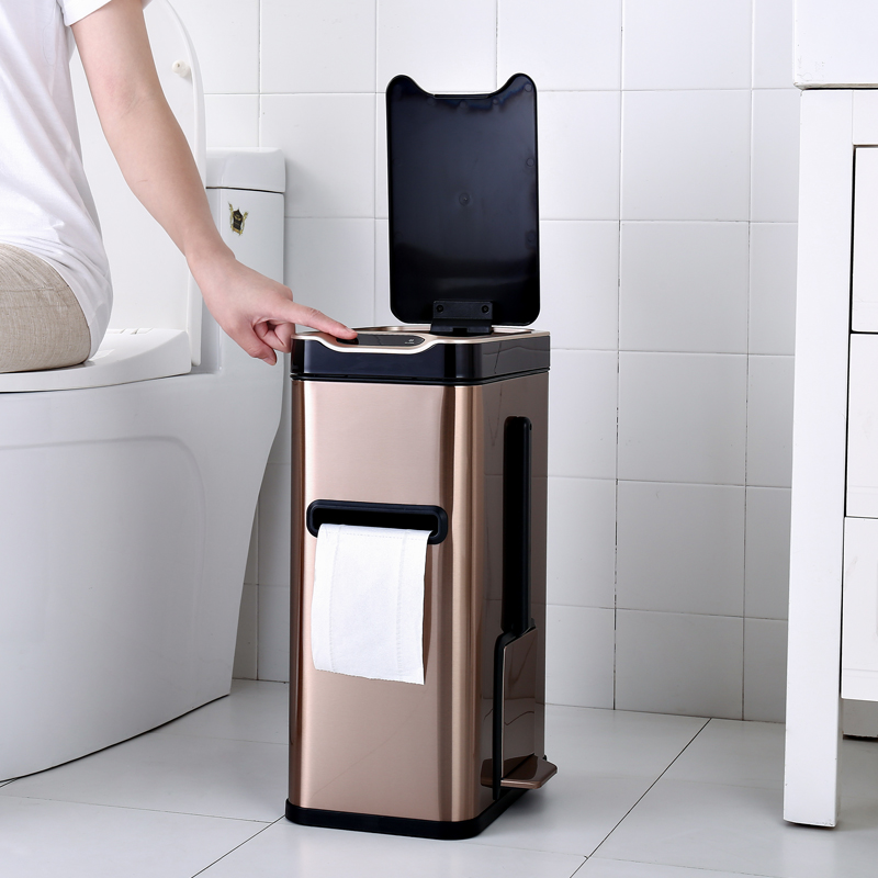 Sensor Trash Can With Toilet Brush Toilet Paper Slot